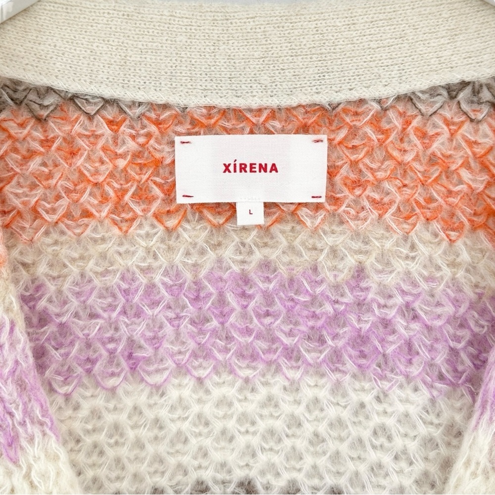[sold] XiRENA Laramie Sweater Cream Yellow Striped Loose Knit Light Cardigan - Picture 7 of 9